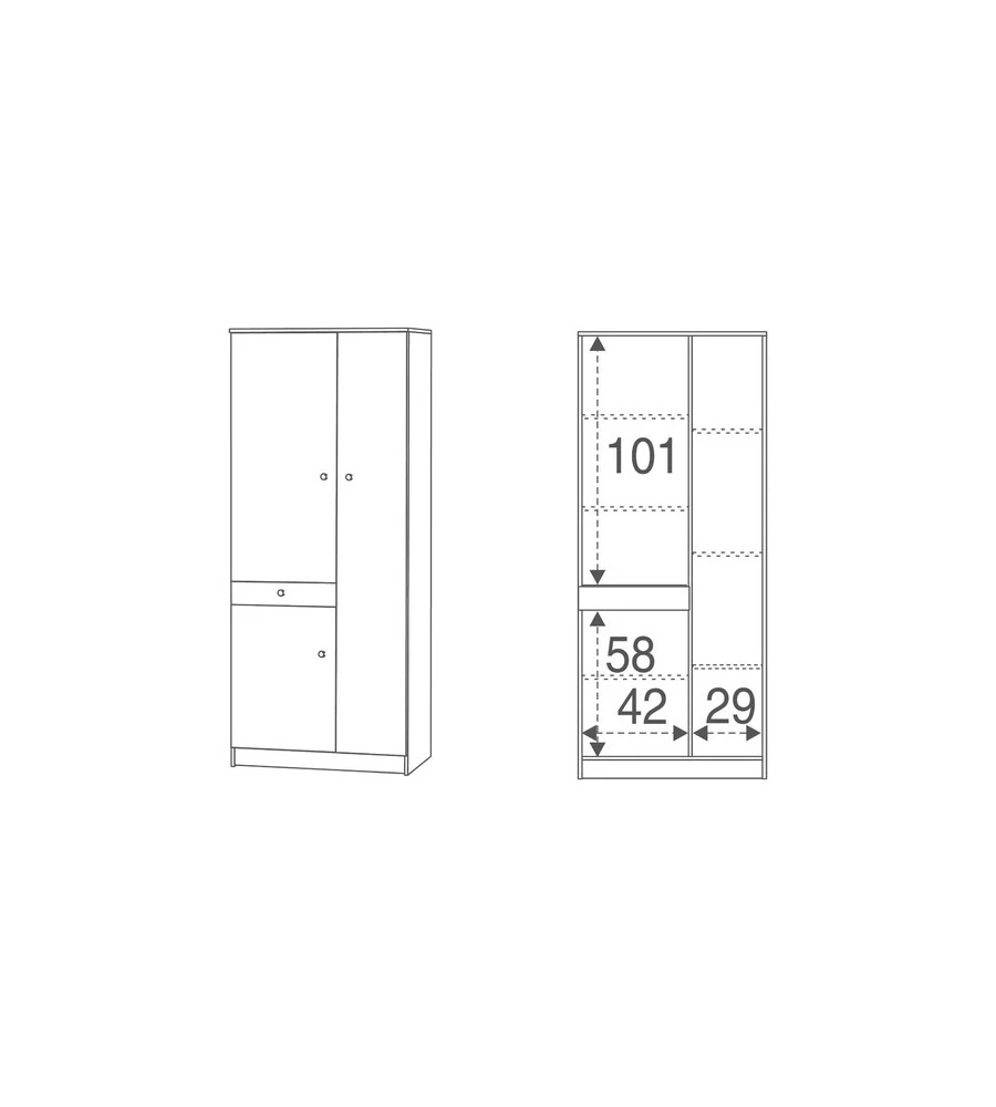 MOBILE PORTA BIANCHERIA BIANCO, 77X183X34 CM