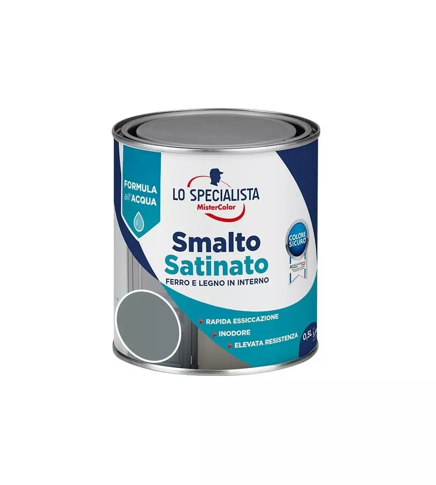 SMALTO ACQUA SATINATO 0,5 LT. GRIGIO PERLA
