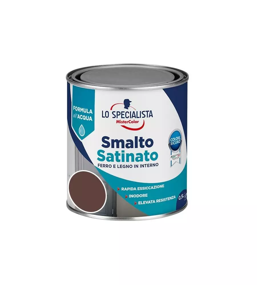 SMALTO ACQUA SATINATO 0,5 LT. MARRONE