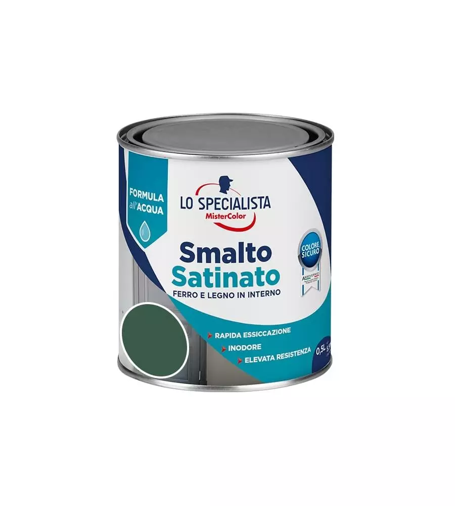 SMALTO ACQUA SATINATO 0,5 LT. VERDE SCURO