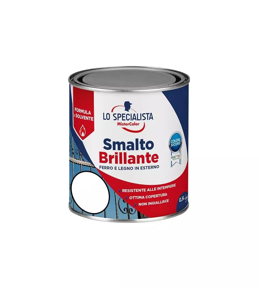 SMALTO SOLVENTE BRILLANTE 0,5 LT. BIANCO