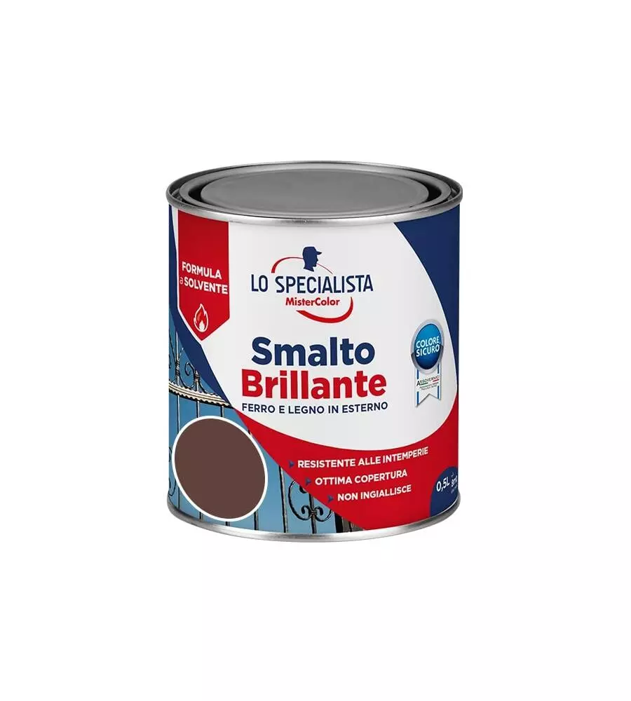 SMALTO SOLVENTE BRILLANTE 0,5 LT. MARRONE