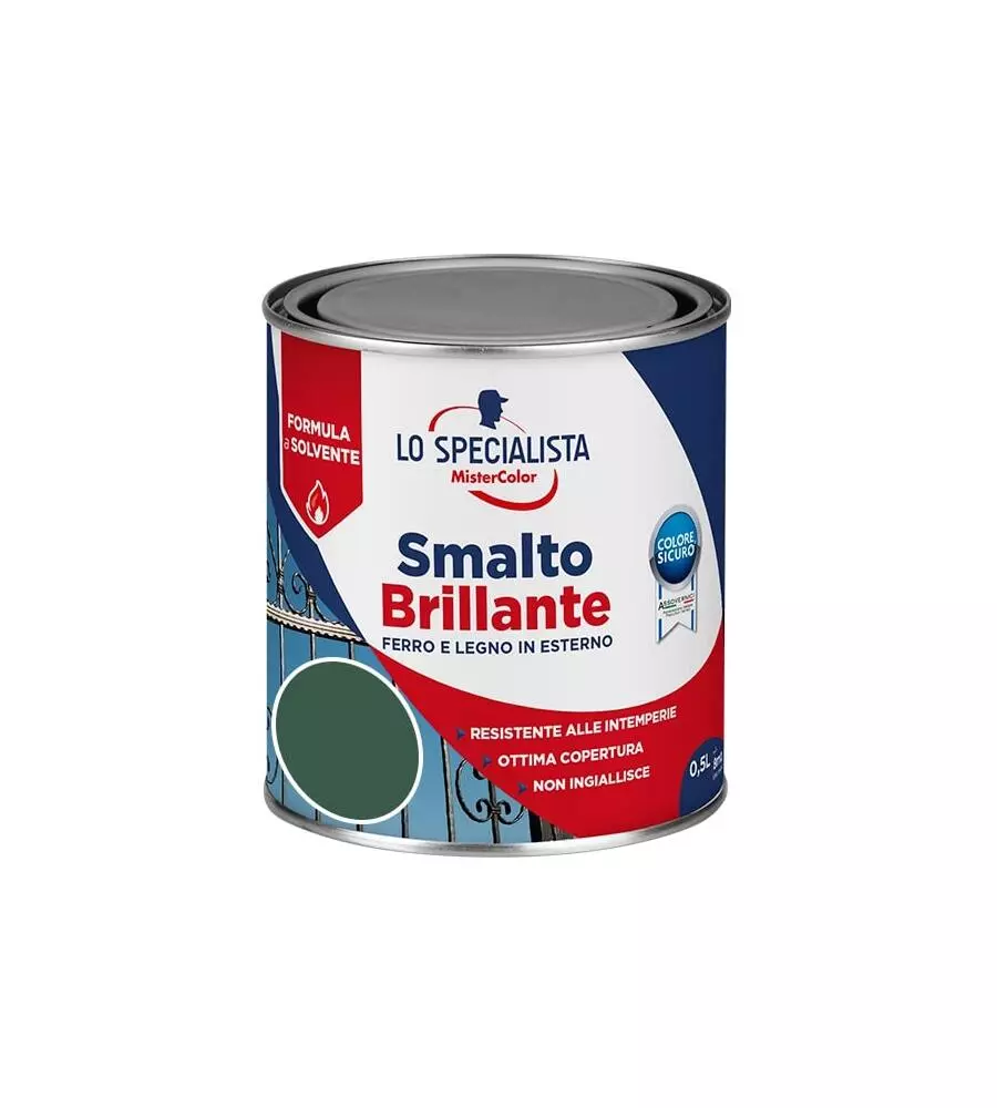 SMALTO SOLVENTE BRILLANTE 0,5 LT. VERDE SCURO
