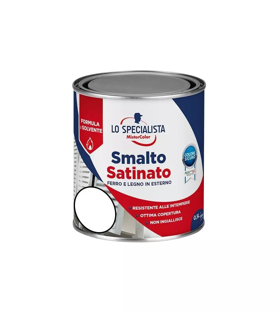 SMALTO SOLVENTE SATINATO 0,5 LT. BIANCO