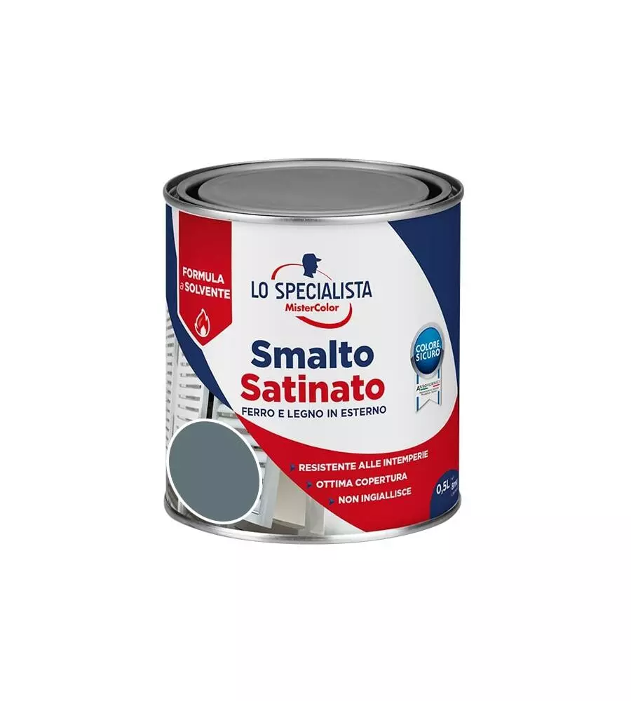 SMALTO SOLVENTE SATINATO 0,5 LT. GRIGIO SCURO