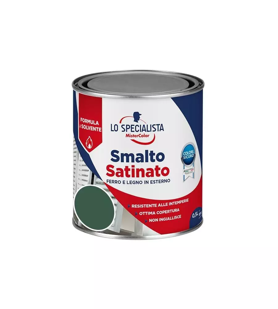 SMALTO SOLVENTE SATINATO 0,5 LT. VERDE SCURO