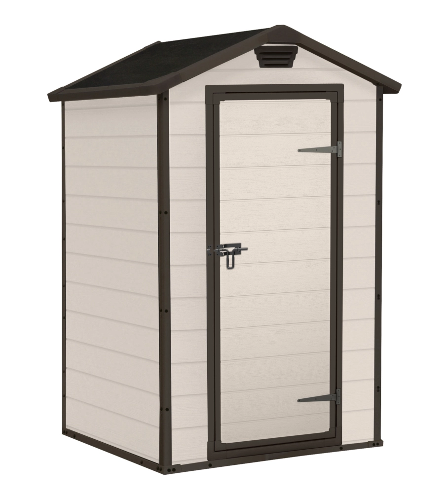 CASETTA DA GIARDINO KETER "MANOR 4x3" IN RESINA COLORE BEIGE CON PORTA BATTENTE SINGOLA 129X103X196 CM
