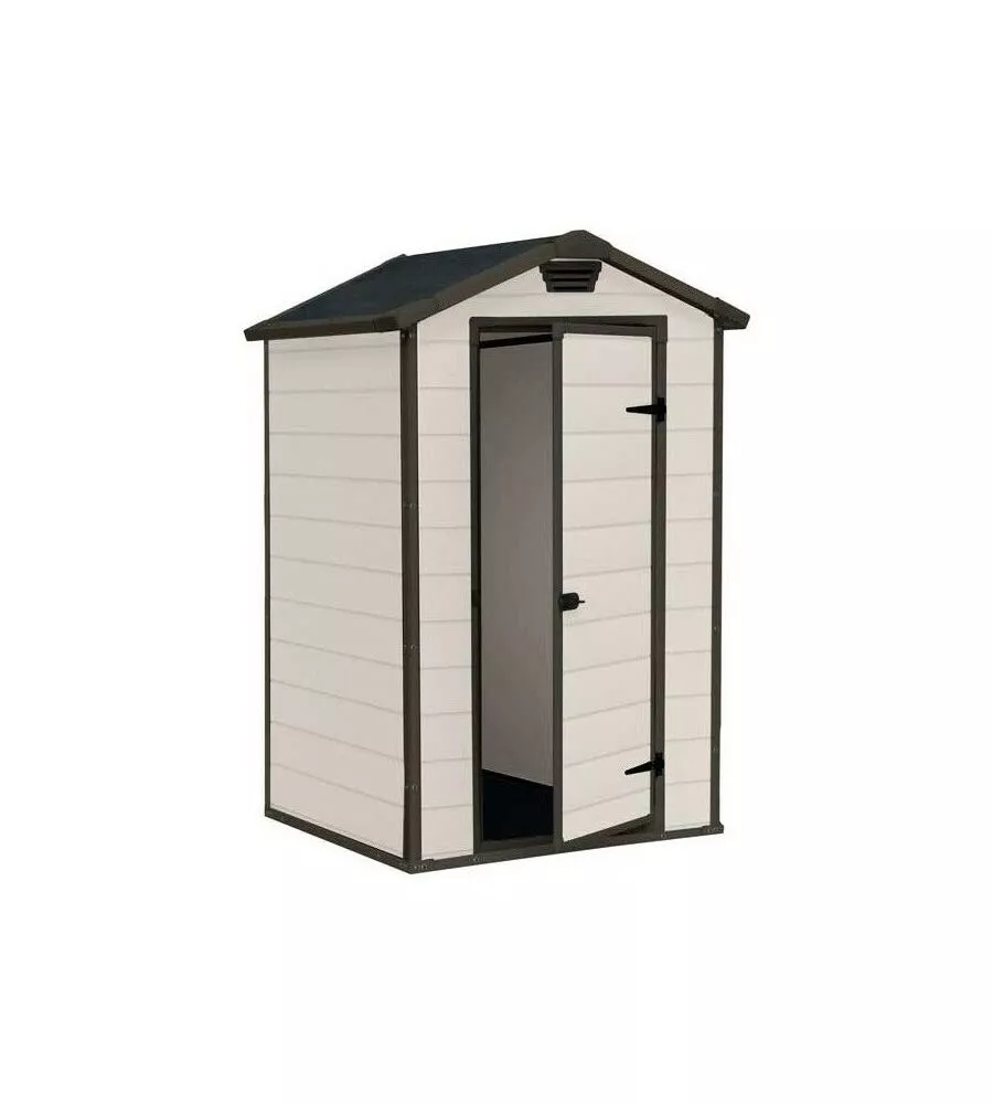CASETTA DA GIARDINO KETER "MANOR 4x3" IN RESINA COLORE BEIGE CON PORTA BATTENTE SINGOLA 129X103X196 CM