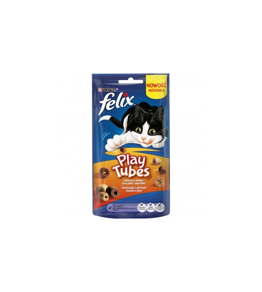 FELIX PLAYTUBES CON POLLO E FEGATO ALIMENTO PER GATTI - 50 GRAMMI.