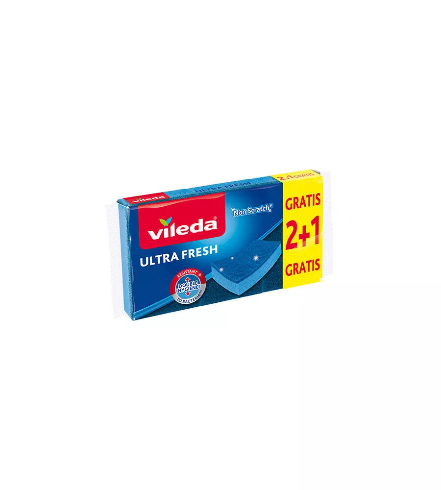 Set 3 spugne Vileda "Ultra Fresh" antigraffio blu
