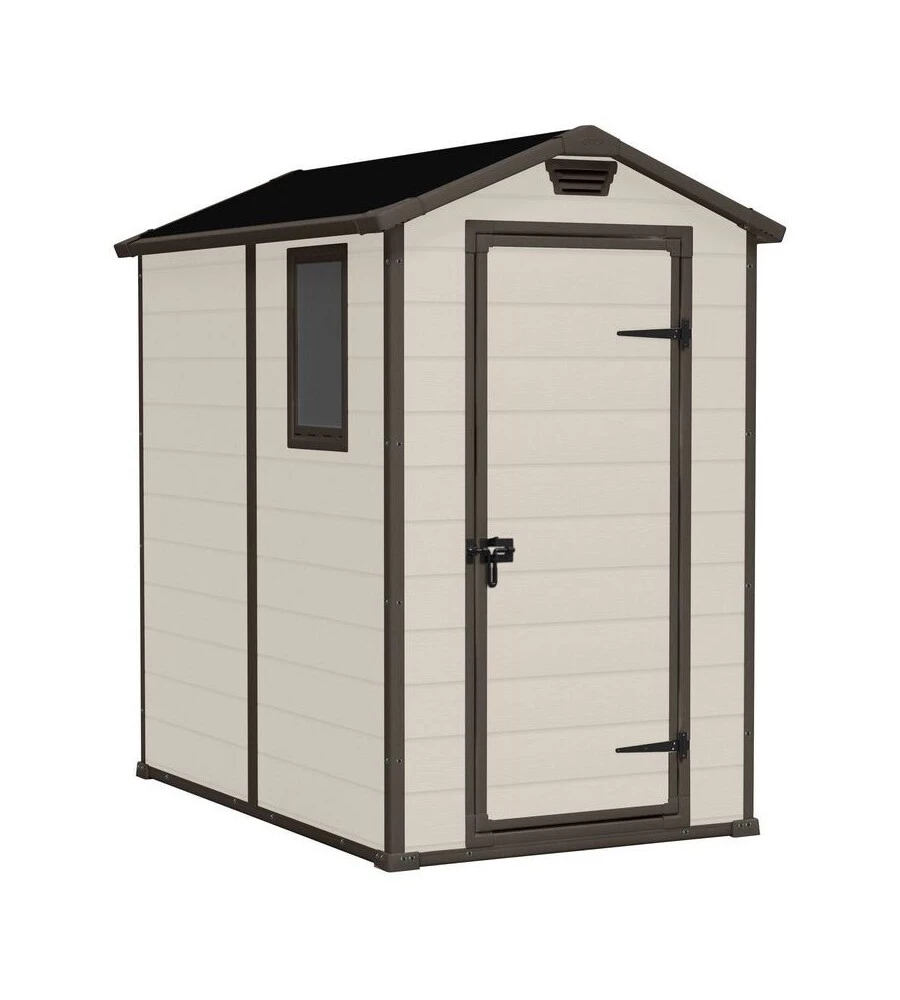 CASETTA DA GIARDINO KETER "MANOR 4x6" IN RESINA COLORE BEIGE CON PORTA BATTENTE SINGOLA 130X192X198 CM