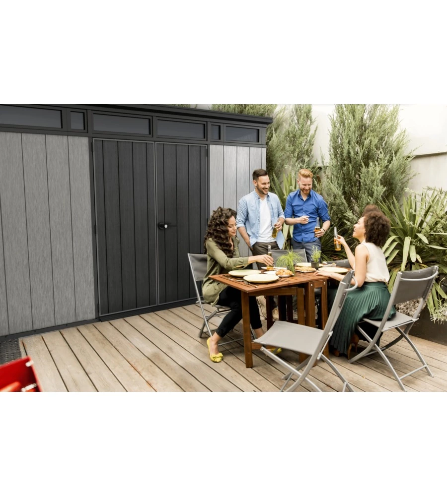 CASETTA DA GIARDINO KETER "ARTISAN 11x7" IN DUOTECH COLORE GRIGIO CON PORTA BATTENTE DOPPIA 342X218X226 CM