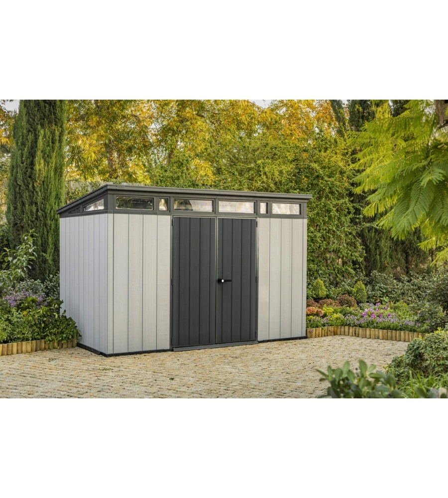 CASETTA DA GIARDINO KETER "ARTISAN 11x7" IN DUOTECH COLORE GRIGIO CON PORTA BATTENTE DOPPIA 342X218X226 CM