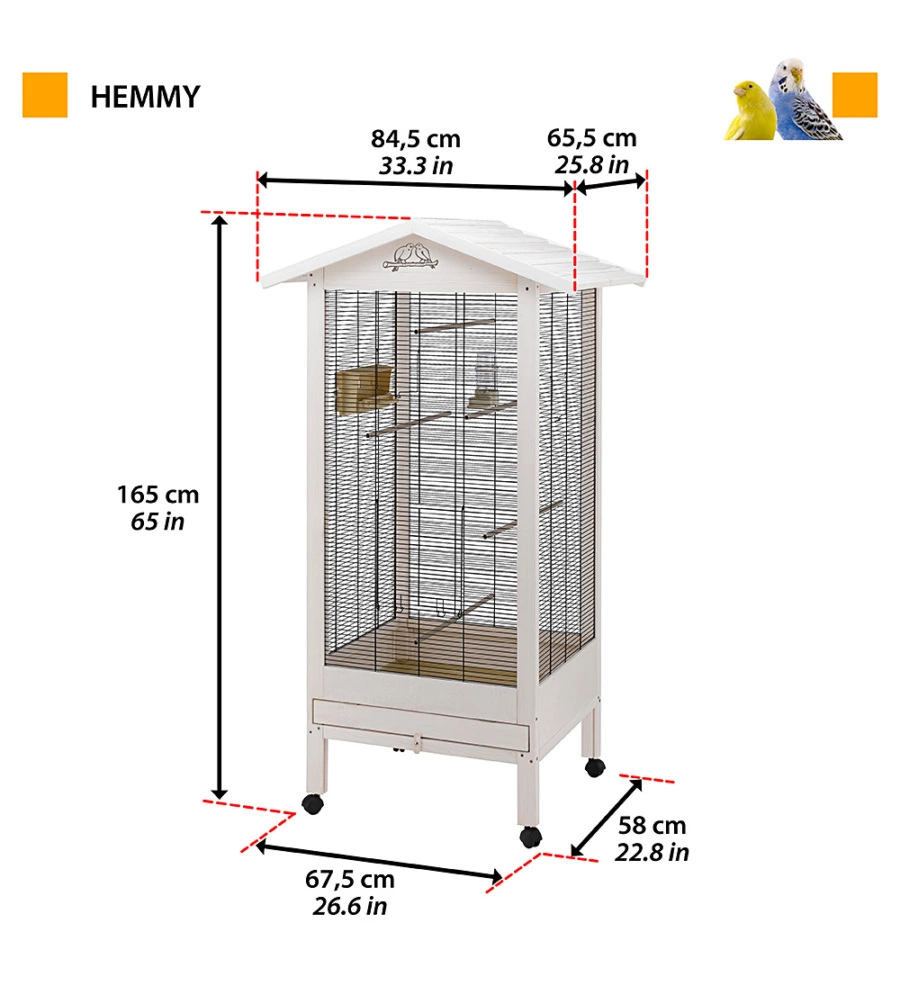VOLIERA PER UCCELLI HEMMY BEIGE, 84,5X65,5X165 CM - FERPLAST.