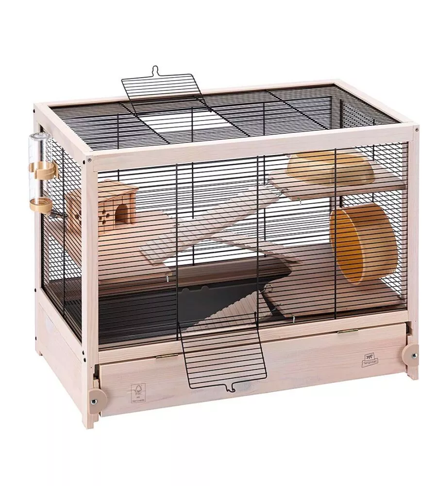 GABBIA PER RODITORI "HAMSTERVILLE" NERA, 60X34X49 CM - FERPLAST