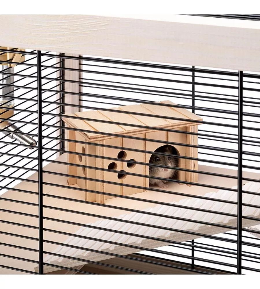GABBIA PER RODITORI "HAMSTERVILLE" NERA, 60X34X49 CM - FERPLAST
