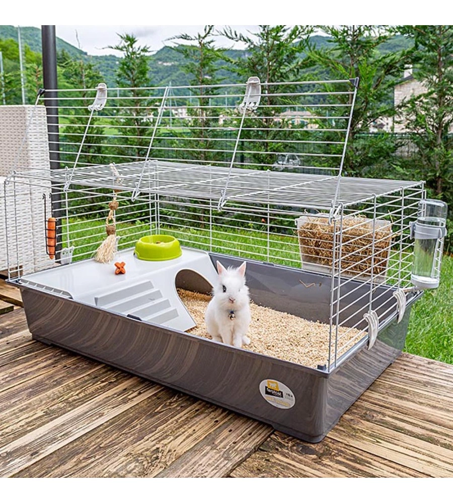 GABBIA PER CONIGLI "RABBIT 100" GRIGIO, 95X57XH46 CM  - FERPLAST