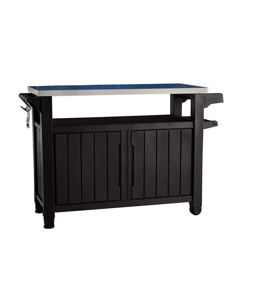 TAVOLINO KETER "UTILITY XL" PER BBQ IN RESINA - 134x51.7x89.6 CM GRAFITE