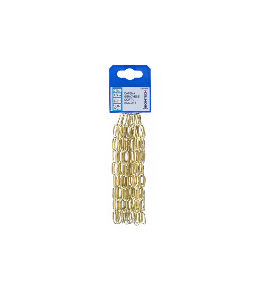 CATENA GENOVESE PRETAGLIATA MAGLIA CORTA Ø 2 MM. IN ACCIAIO OTTONATO 2,5 MT.