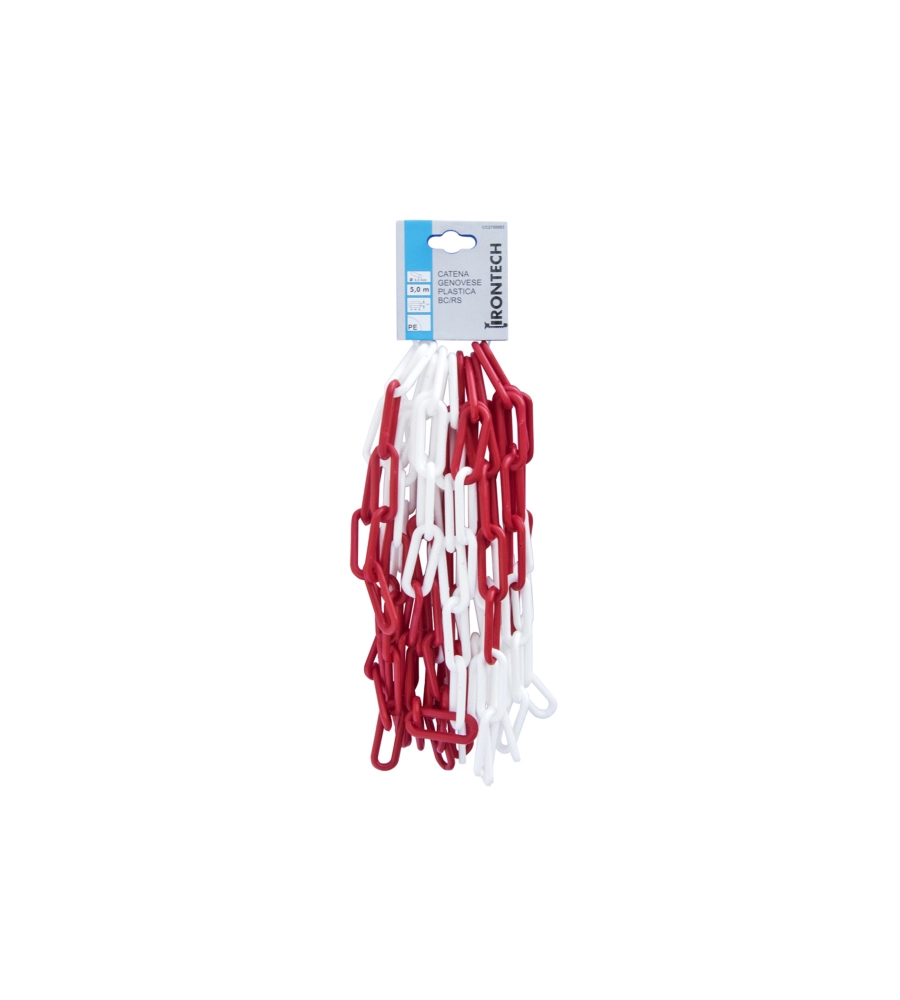 CATENA SEGNALETICA PRETAGLIATA Ø 6 MM. IN PLASTICA BIANCO/ROSSO 5 MT.