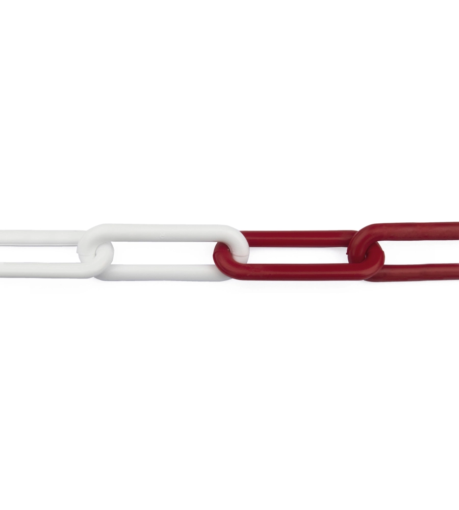 CATENA SEGNALETICA PRETAGLIATA Ø 6 MM. IN PLASTICA BIANCO/ROSSO 5 MT.