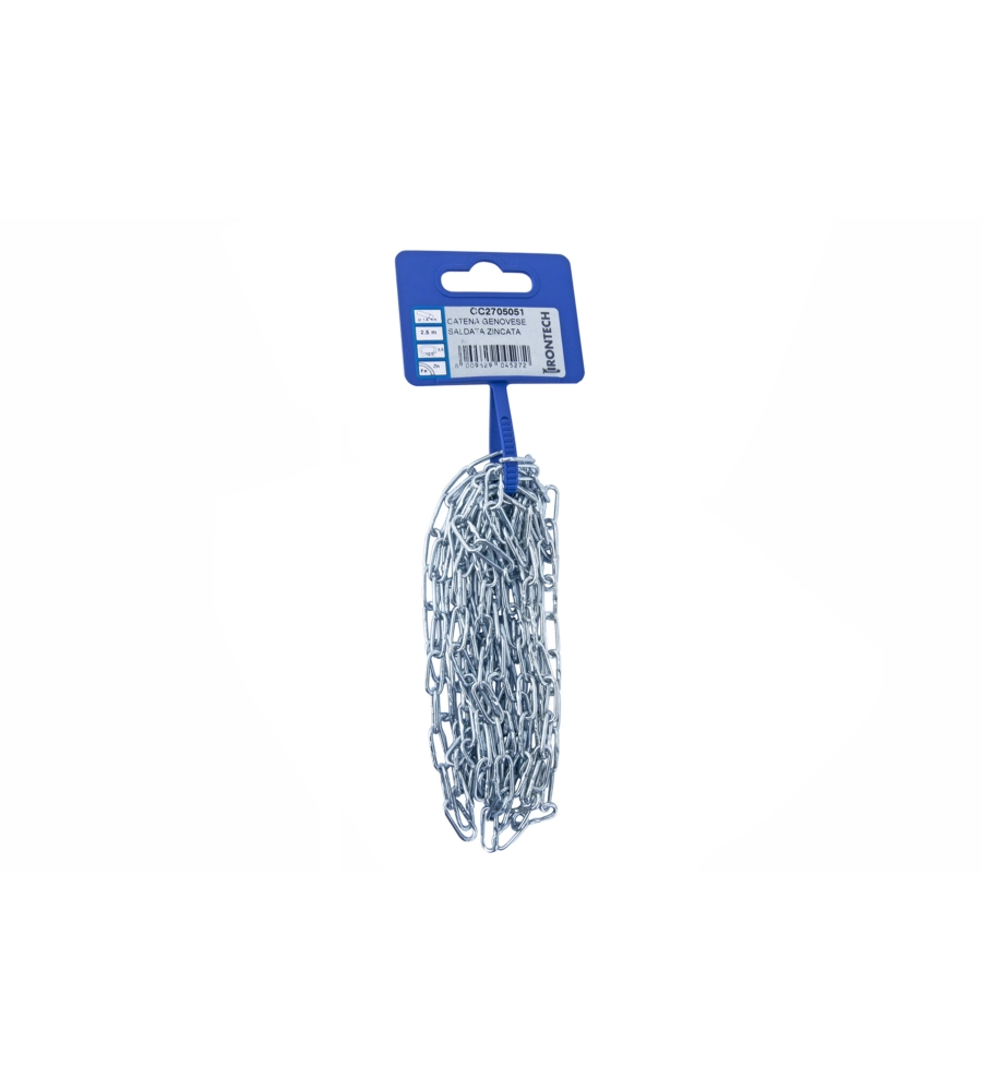 CATENA GENOVESE PRETAGLIATA Ø 1,5 MM. IN ACCIAIO ZINCATO 2,5 MT.