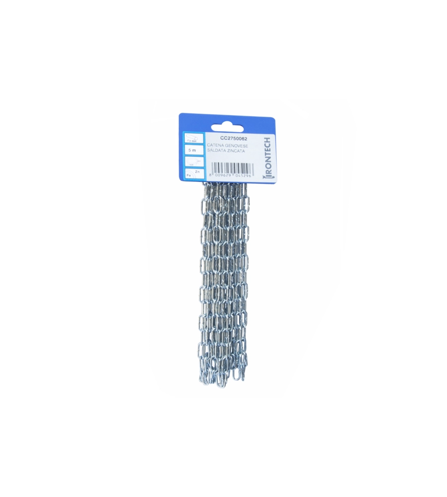 CATENA GENOVESE PRETAGLIATA Ø 2 MM. IN ACCIAIO ZINCATO 5 MT.