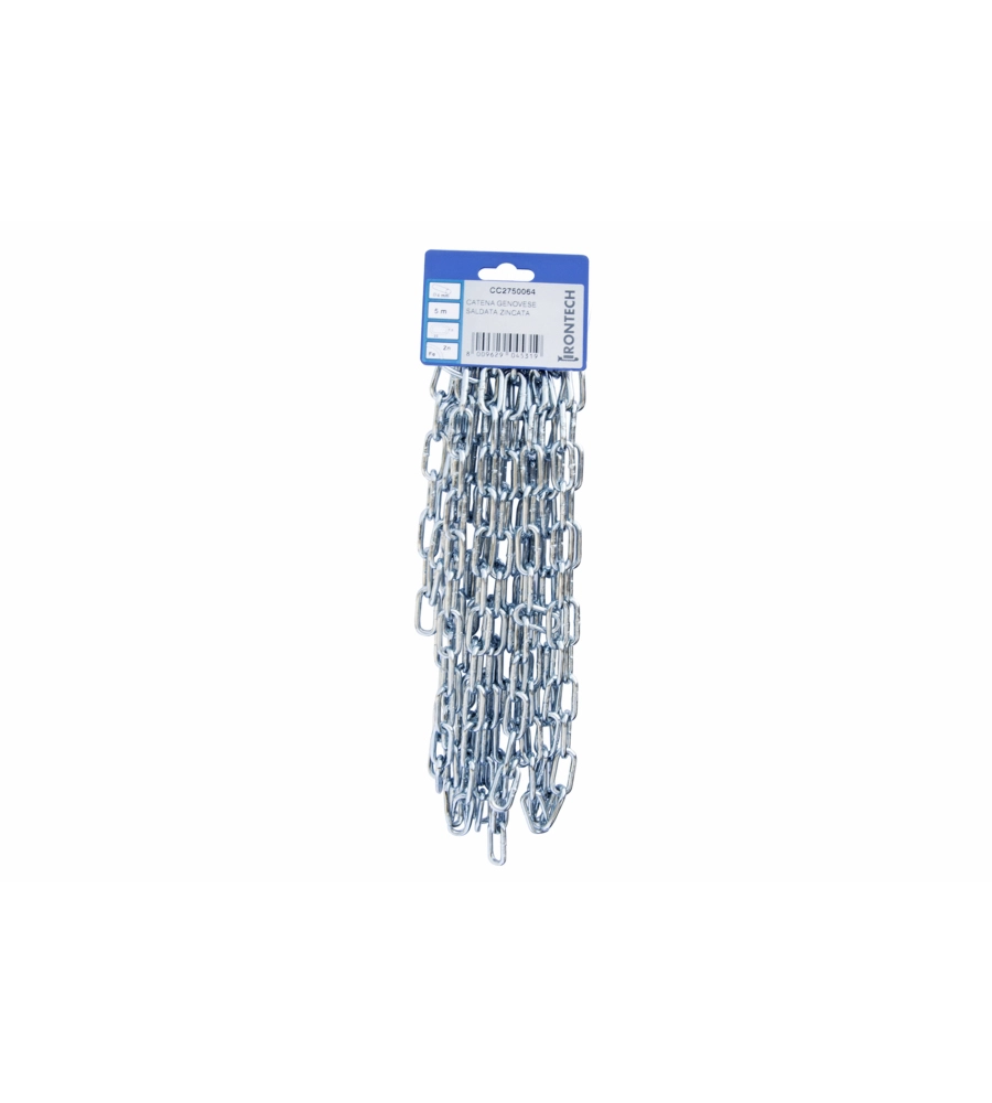 CATENA GENOVESE PRETAGLIATA Ø 4 MM. IN ACCIAIO ZINCATO 5 MT.