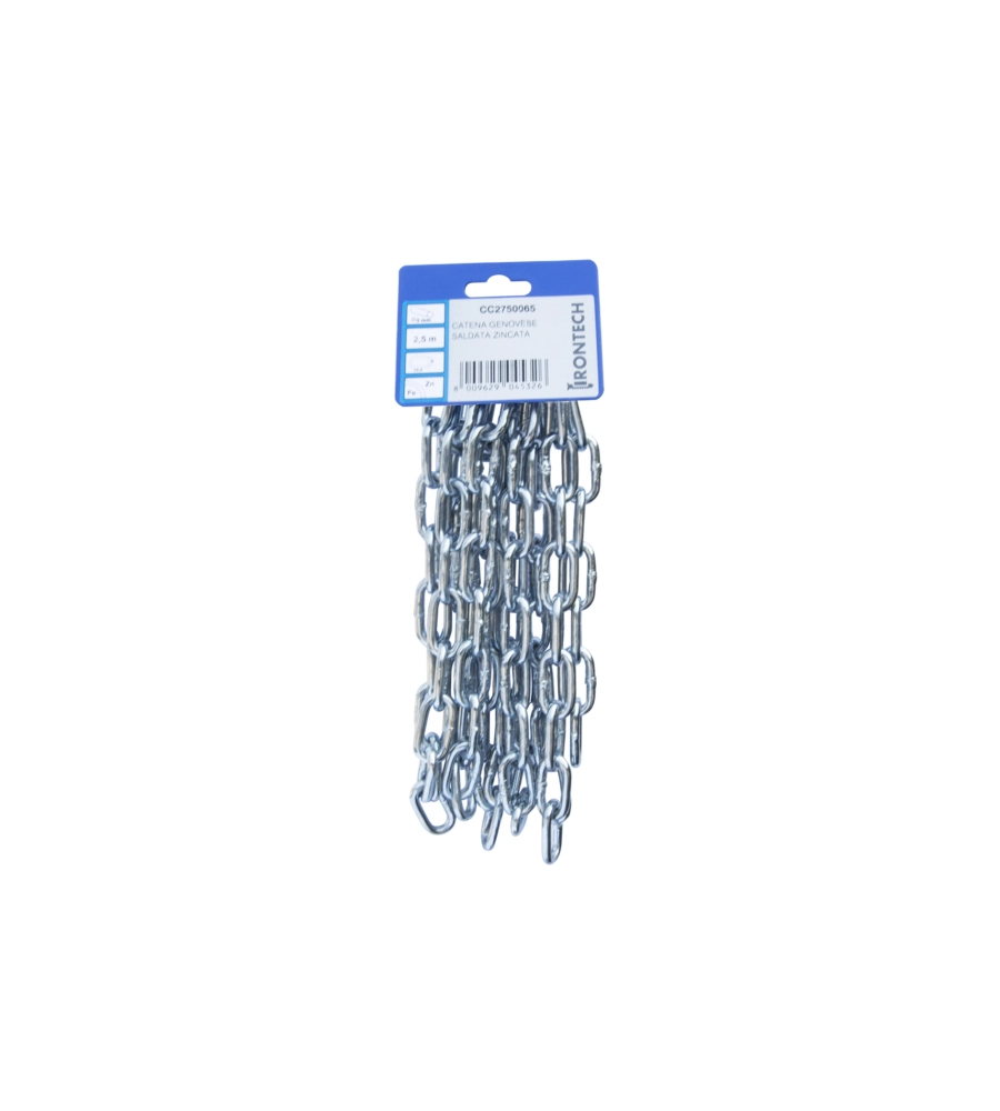 CATENA GENOVESE PRETAGLIATA Ø 5 MM. IN ACCIAIO ZINCATO 2,5 MT.