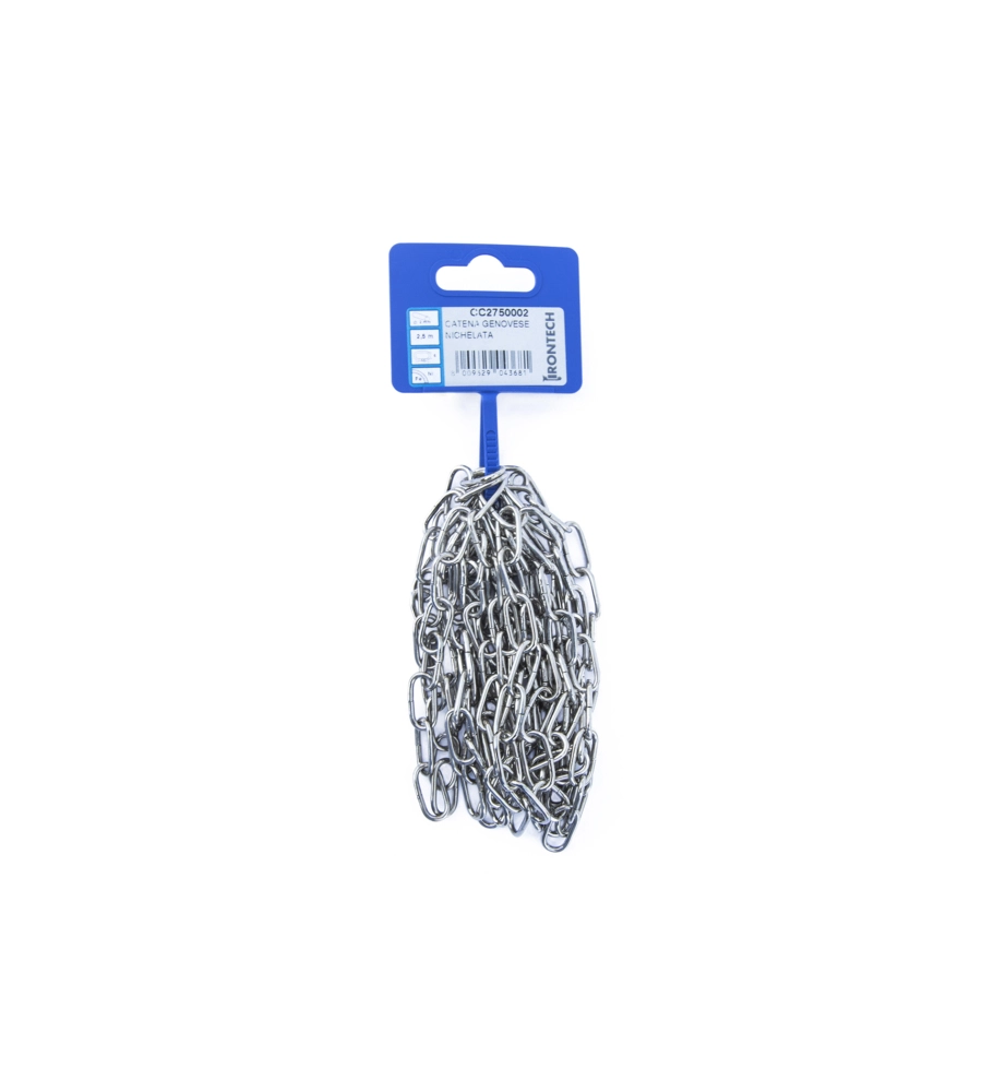 CATENA GENOVESE PRETAGLIATA MAGLIA CORTA Ø 2 MM. IN ACCIAIO NICHELATO 2,5 MT.