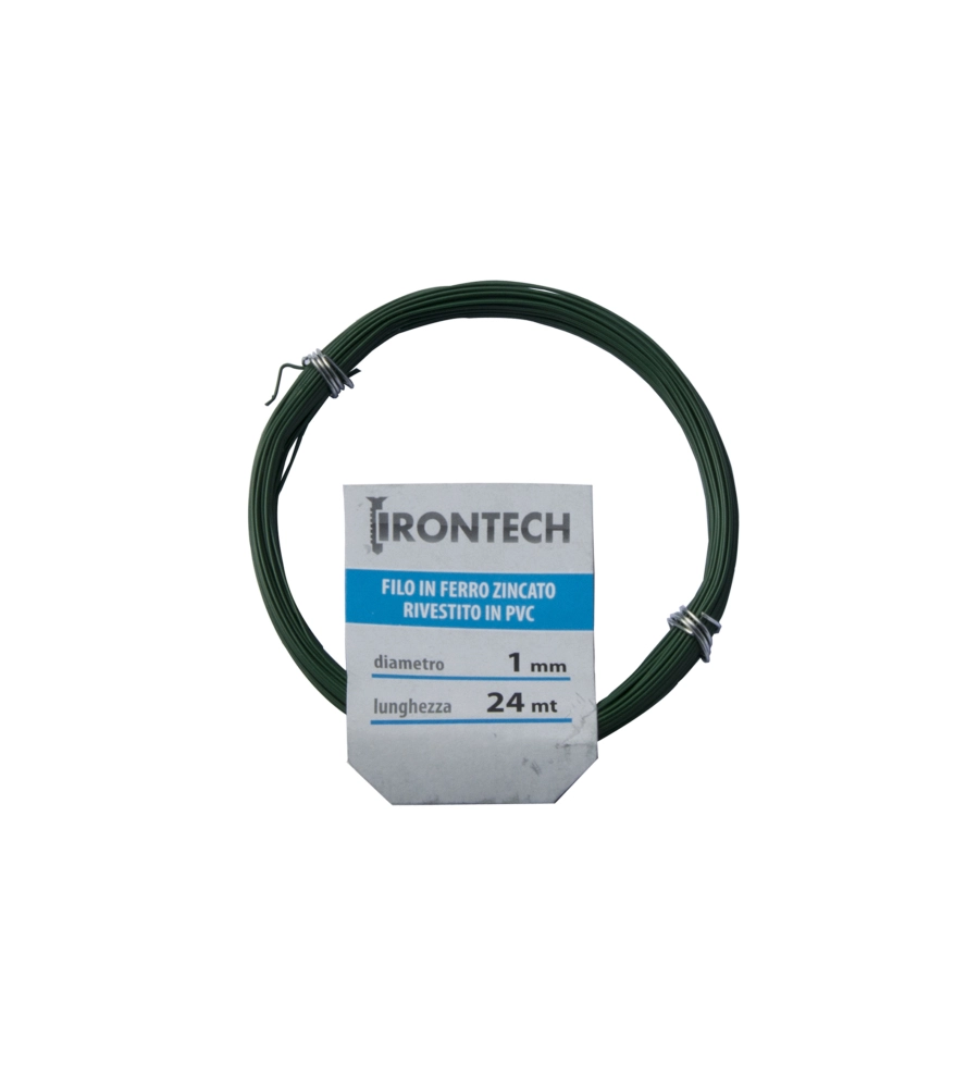 FILO DI FERRO ZINCATO RIVESTITO PVC VERDE Ø 1,0 MM. 24 MT.