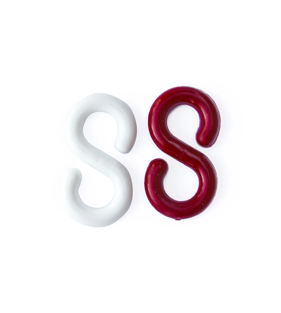 GANCIO A S Ø 8 MM. IN PLASTICA BIANCA E ROSSA - 4 PZ.