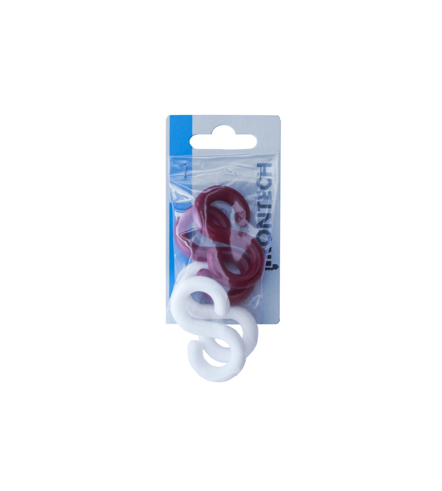 GANCIO A S Ø 8 MM. IN PLASTICA BIANCA E ROSSA - 4 PZ.