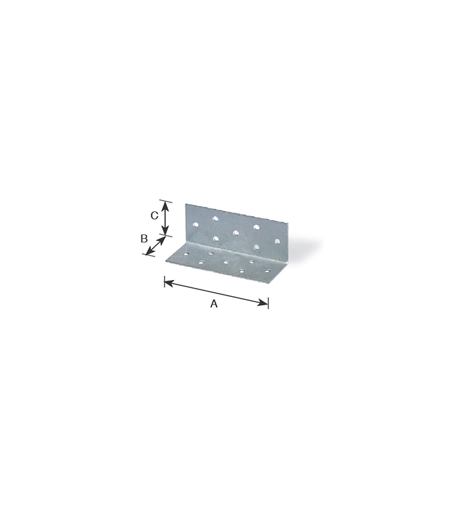 LASTRINA AD ANGOLO, FORATA 100 X 40 X 40 MM.