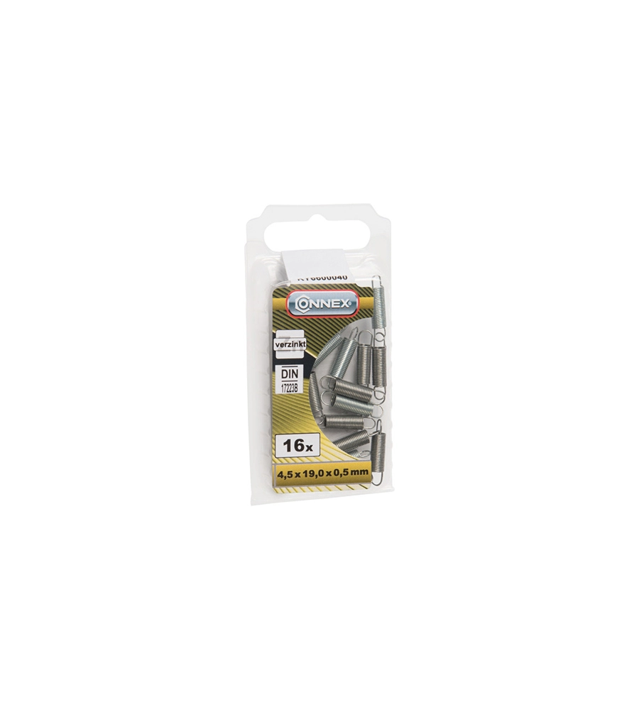 MOLLE DI TRAZIONE ZINCATE 4,5 X 19 X 0,5 - 16 PZ.
