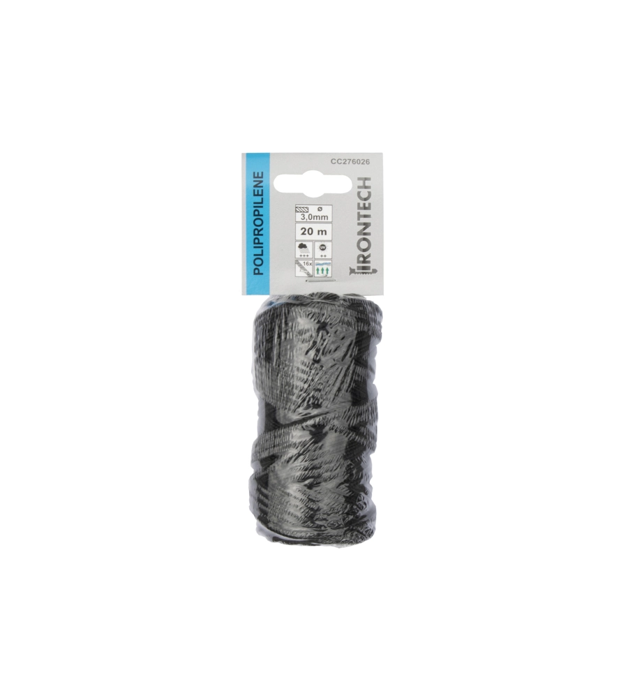 TRECCIA PER VENEZIANA IN POLIPROPILENE Ø 3 MM. NERO 20 MT.