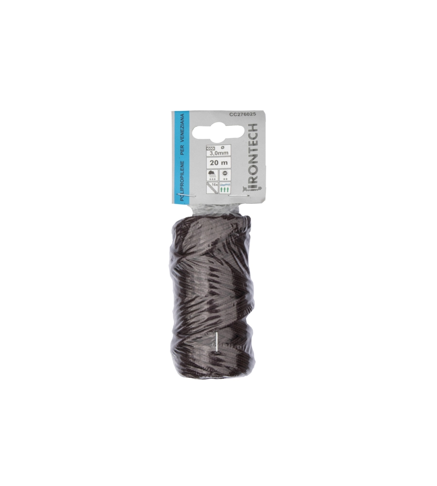 TRECCIA PER VENEZIANA IN POLIPROPILENE Ø 3 MM. MARRONE 20 MT.