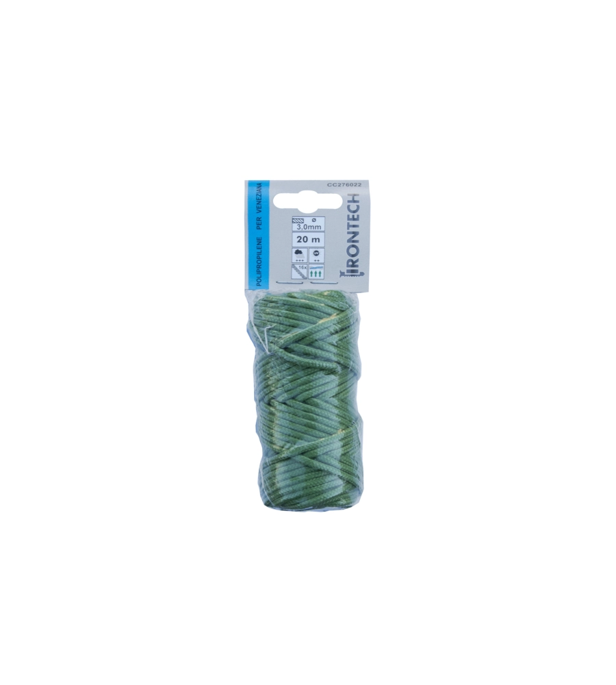 TRECCIA PER VENEZIANA IN POLIPROPILENE Ø 3 MM. VERDE CHIARO 20 MT.