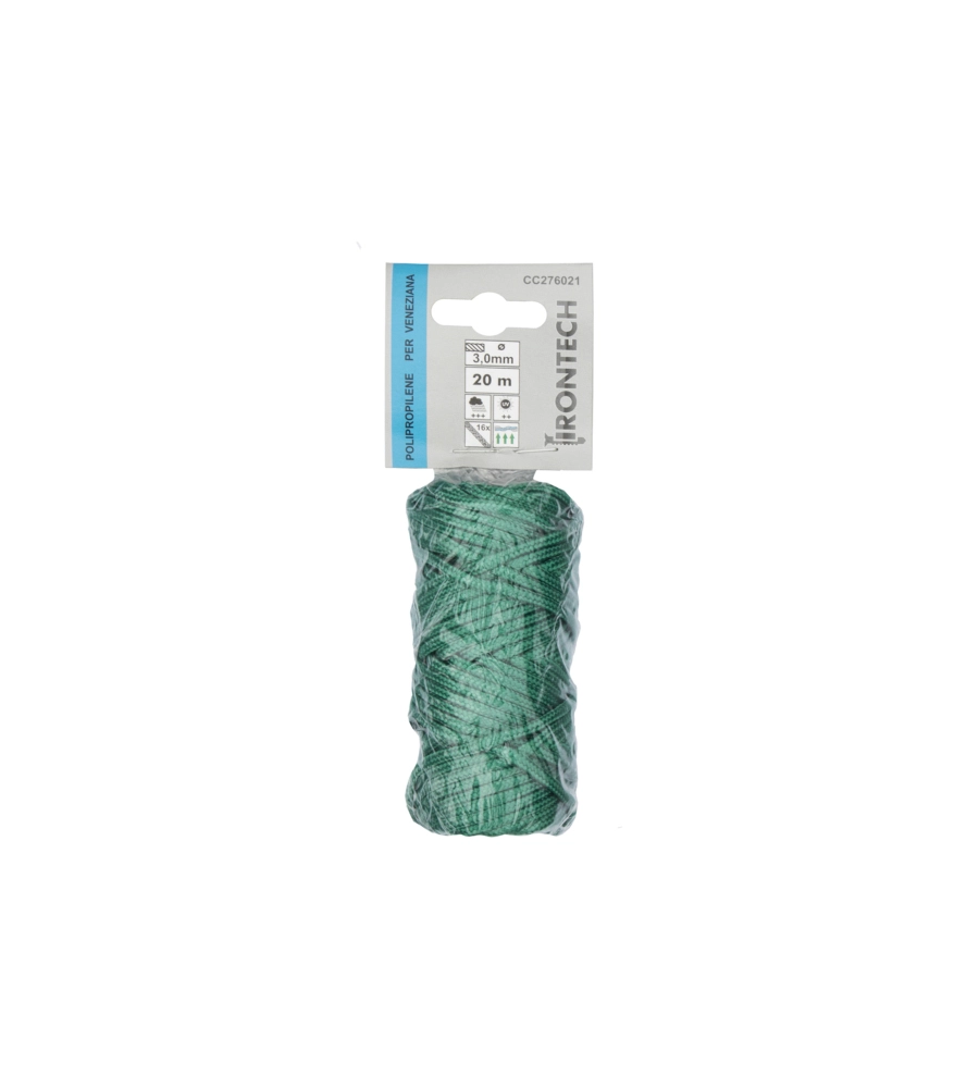 TRECCIA PER VENEZIANA IN POLIPROPILENE Ø 3 MM. VERDE 20 MT.
