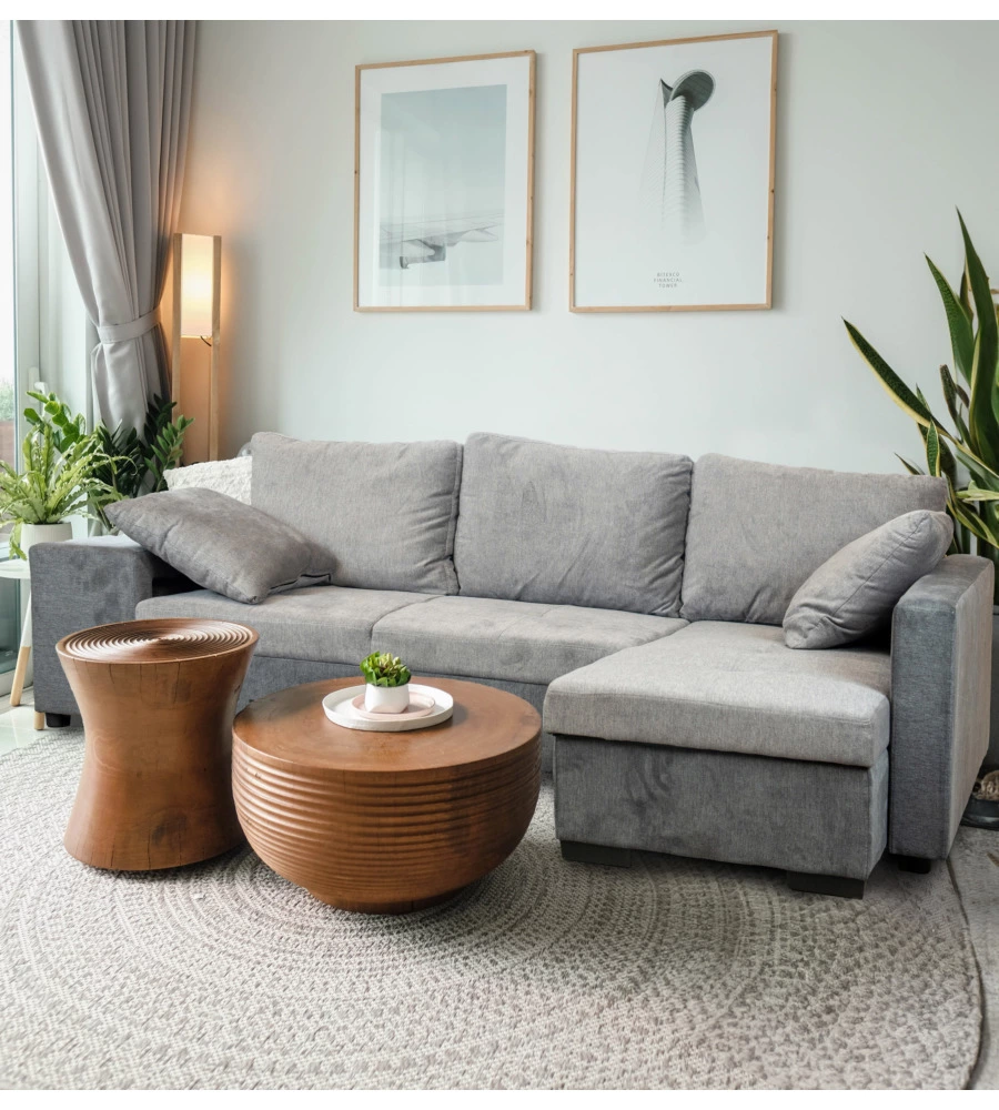 DIVANO ANGOLARE "JESSY" CON CONTENITORE POUF E PENISOLA DESTRA 247X155X94 CM