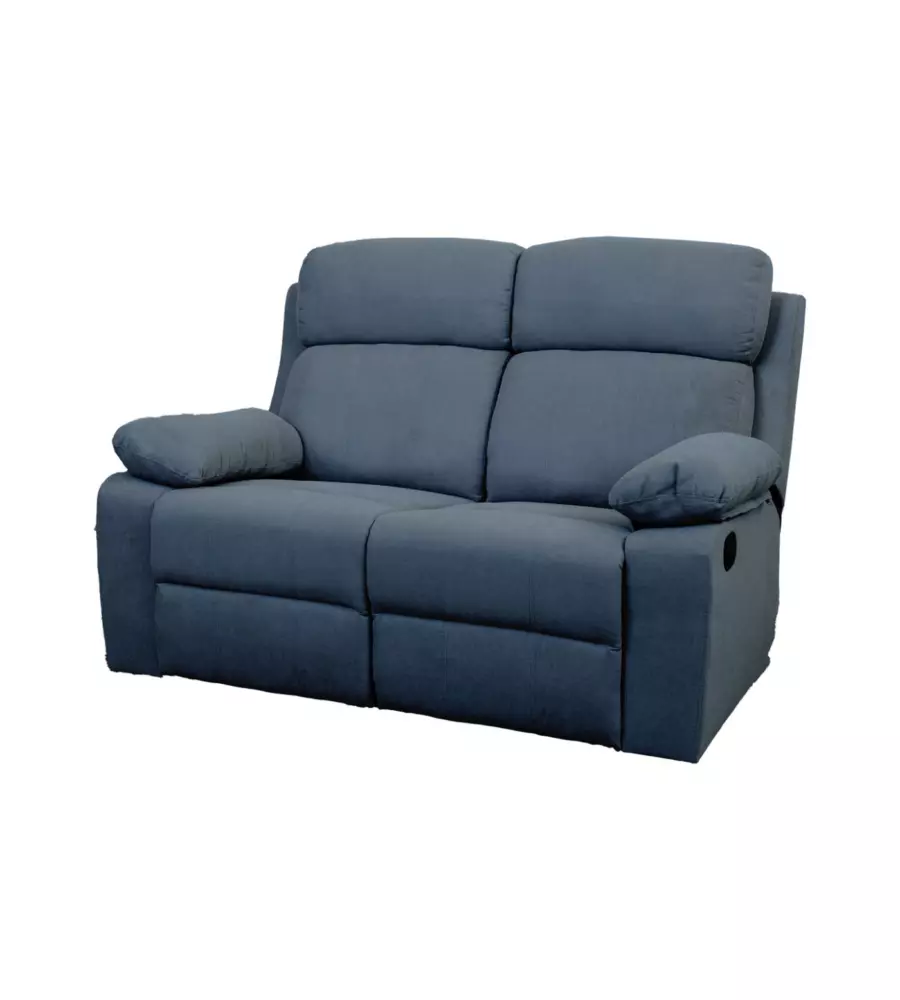 DIVANO 2 POSTI BELLAHOME "ANNIKA" CON RECLINER MANUALE IN TESSUTO BLU, 145X93X101 CM