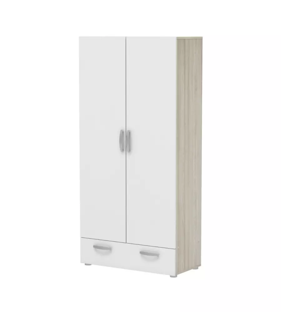 ARMADIO 2 ANTE BATTENTI "NANO" EFFETTO QUERCIA E BIANCO 81,2X37,6X167 CM