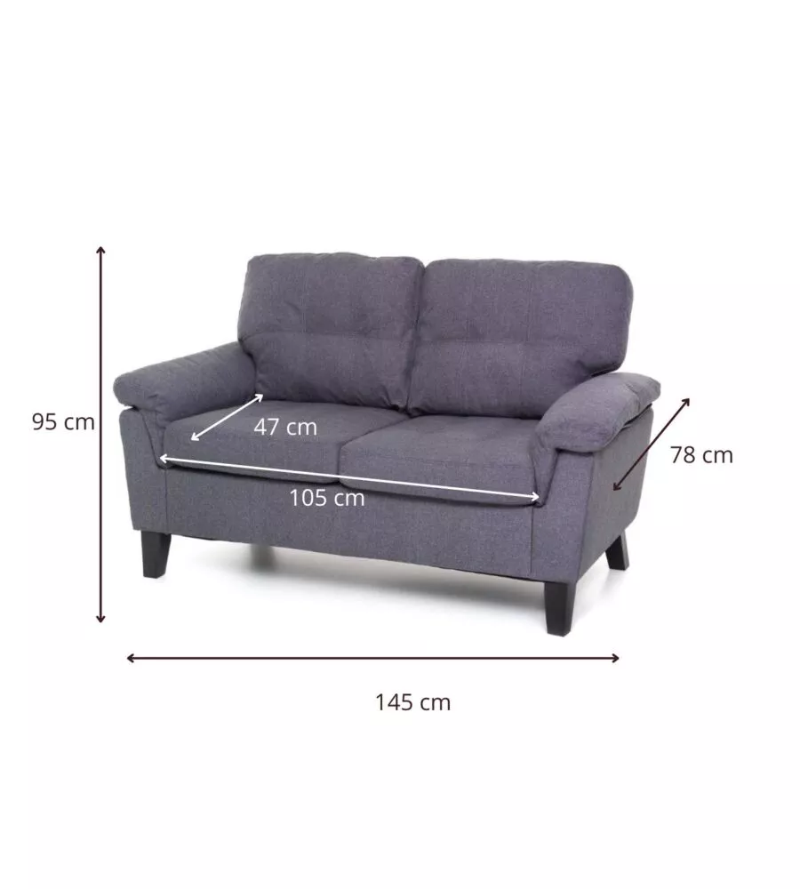 DIVANO "DENVER" 2 POSTI TESSUTO BLU JEANS, 145x95x78 CM