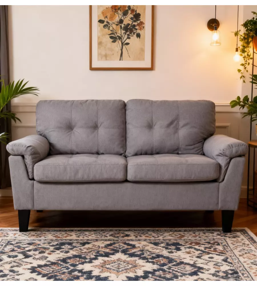 DIVANO "DENVER" 2 POSTI TESSUTO GRIGIO 145X95X78 CM