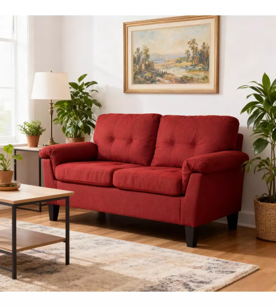 DIVANO "DENVER" 2 POSTI TESSUTO ROSSO 145X95X78 CM