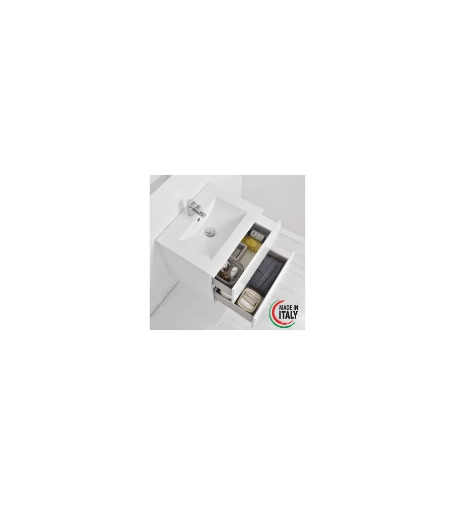 MOBILE BAGNO SOSPESO "FABULA" BIANCO LACCATO, 60X47X57 CM