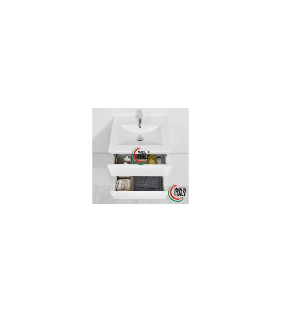 MOBILE BAGNO SOSPESO "FABULA" BIANCO LACCATO, 60X47X57 CM