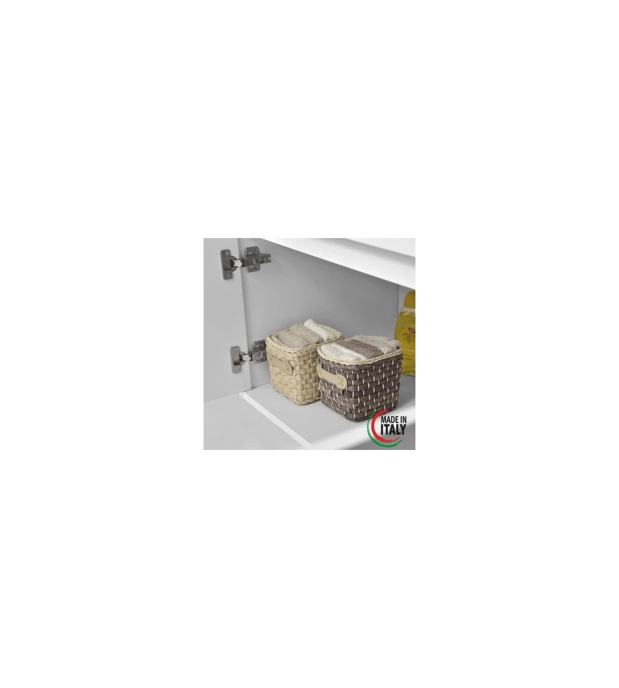 MOBILE BAGNO SOSPESO "FABULA" CON 2 ANTE BIANCO LACCATO, 90X47X57 CM