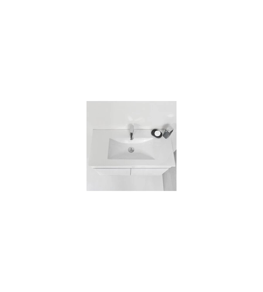 MOBILE BAGNO SOSPESO "FABULA" CON 2 ANTE BIANCO LACCATO, 90X47X57 CM