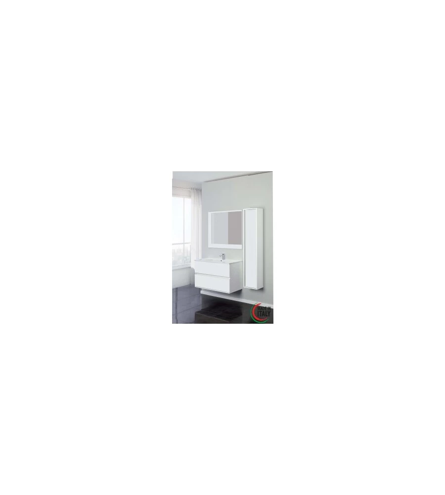 MOBILE BAGNO SOSPESO "FABULA" CON 2 CASSETTI BIANCO LACCATO, 90X47X57 CM